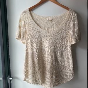 Anthropologie/Meadow Rue short sleeved lace top